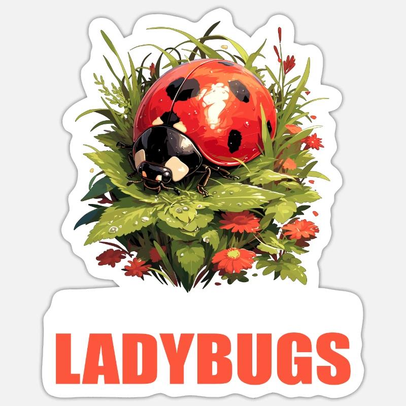 Ladybug Marienkäfer - Sticker Größe S (10 x 10 cm) - Mattweiß