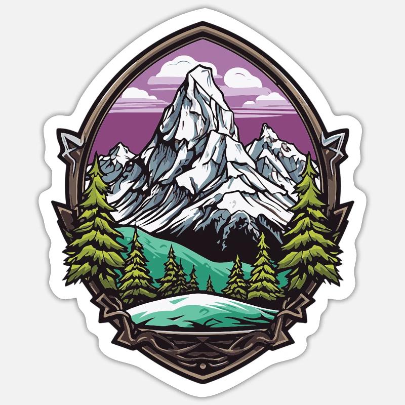 Monts de Berge - Sticker taille S (10 x 10 cm) - blanc mat