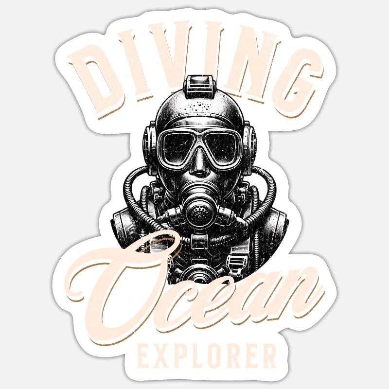 Diver Ocean Explorer - Sticker size S (10 x 10 cm) - white matte