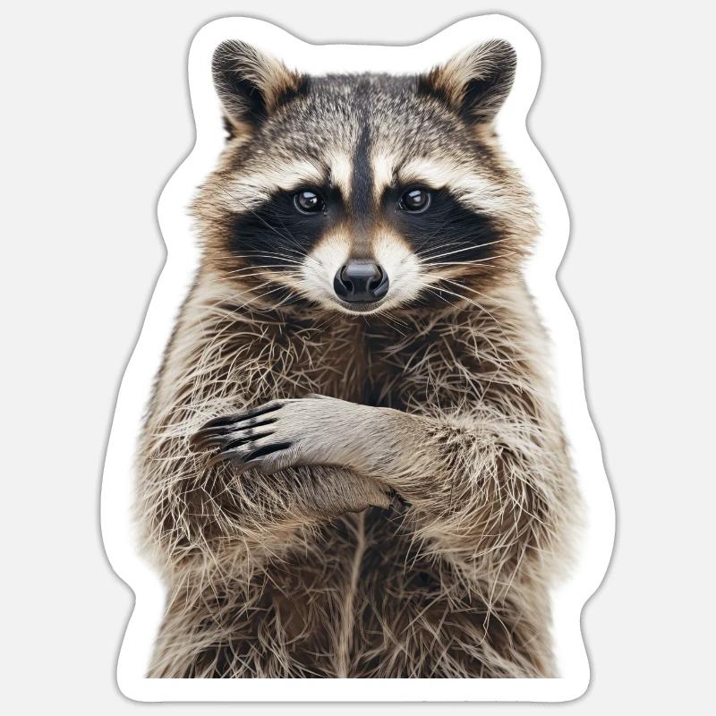 Waschbär - Sticker Größe S (10 x 10 cm) - Mattweiß