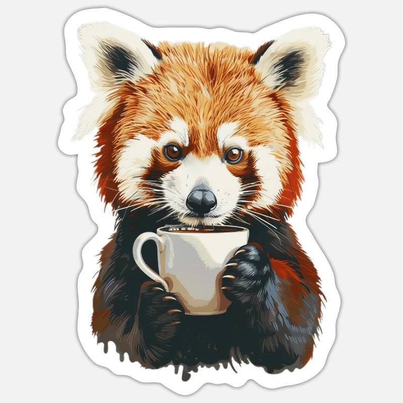 Red panda - Sticker size S (10 x 10 cm) - white matte