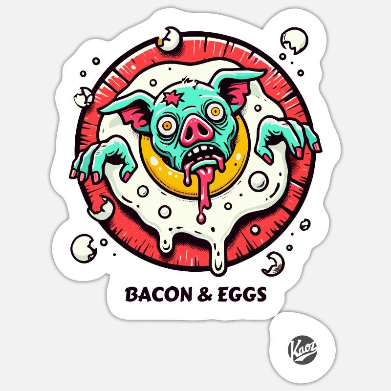 Fried egg and bacon pork for breakfast Sticker size S (10 x 10 cm)