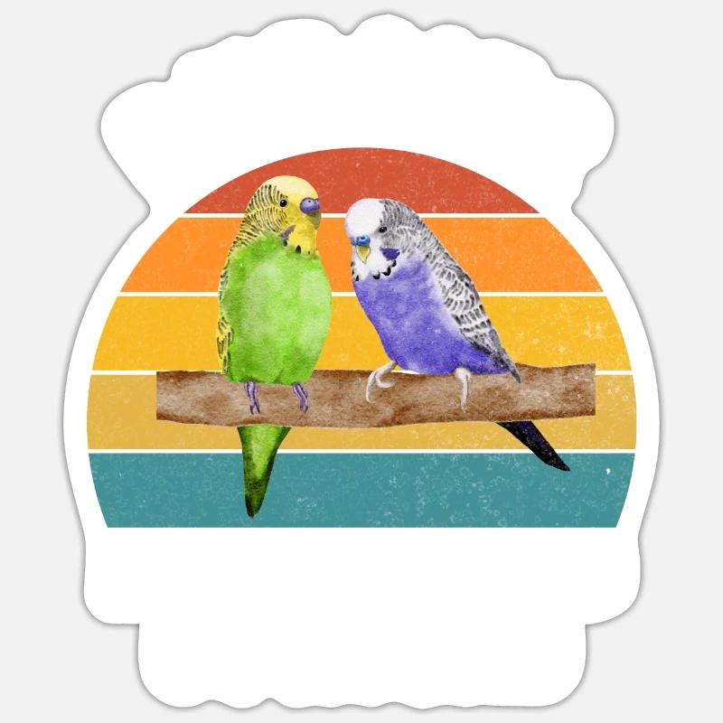 Cadeau de perruche - Sticker taille S (10 x 10 cm) - blanc mat