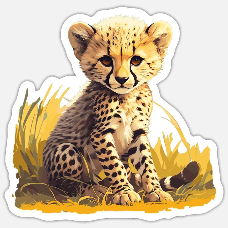 Guépard Geparde Gepard - Sticker taille S (10 x 10 cm) - blanc mat