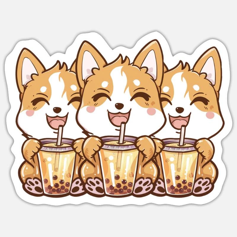 Bubble Tea Boba BubbleTea Kawaii Japan Tea Kpop - Sticker Größe S (10 x 10 cm) - Mattweiß