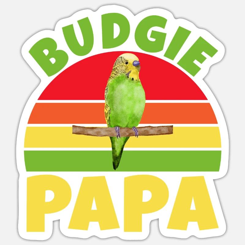 Budgie Gift - Sticker Größe S (10 x 10 cm) - Mattweiß