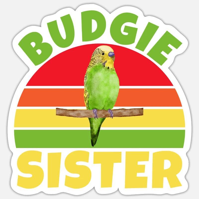 Budgie Gift - Sticker Größe S (10 x 10 cm) - Mattweiß