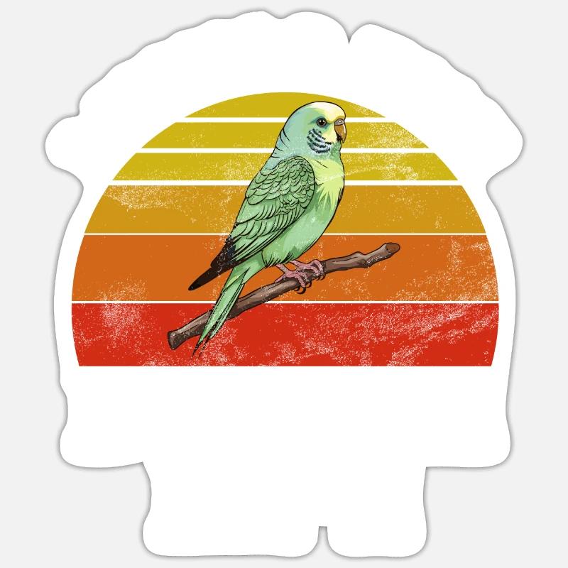 Cadeau de perruche - Sticker taille S (10 x 10 cm) - blanc mat