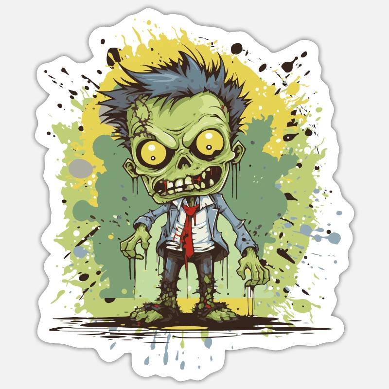 Bande dessinée de zombies - Sticker taille S (10 x 10 cm) - blanc mat