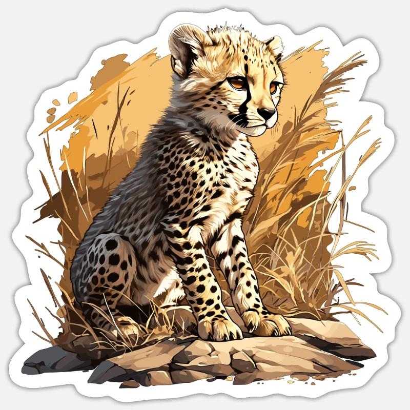 Guépard Geparde Gepard - Sticker taille S (10 x 10 cm) - blanc mat