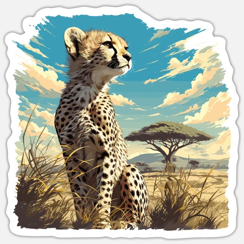 Guépard Geparde Gepard Sticker taille S (10 x 10 cm)