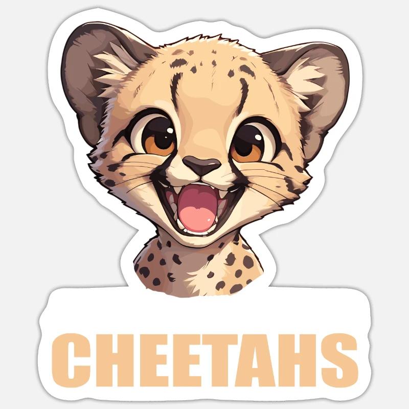 Guépard Geparde Gepard - Sticker taille S (10 x 10 cm) - blanc mat