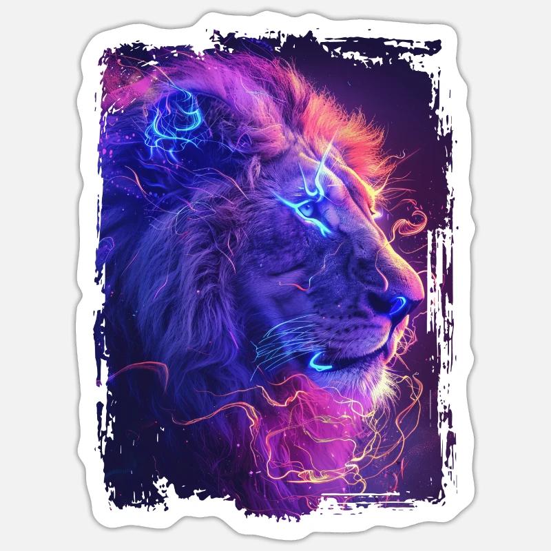 Lion - Sticker taille S (10 x 10 cm) - blanc mat