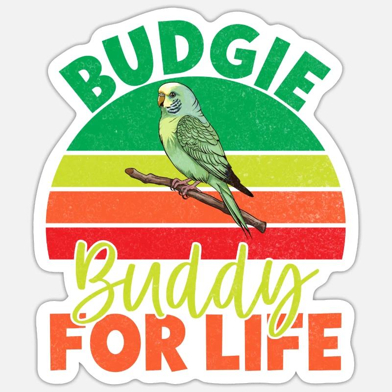 Budgie Gift - Sticker Größe S (10 x 10 cm) - Mattweiß