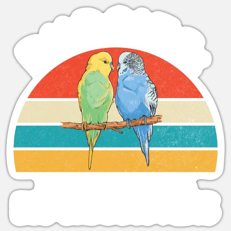 Budgie Gift - Sticker Größe S (10 x 10 cm) - Mattweiß