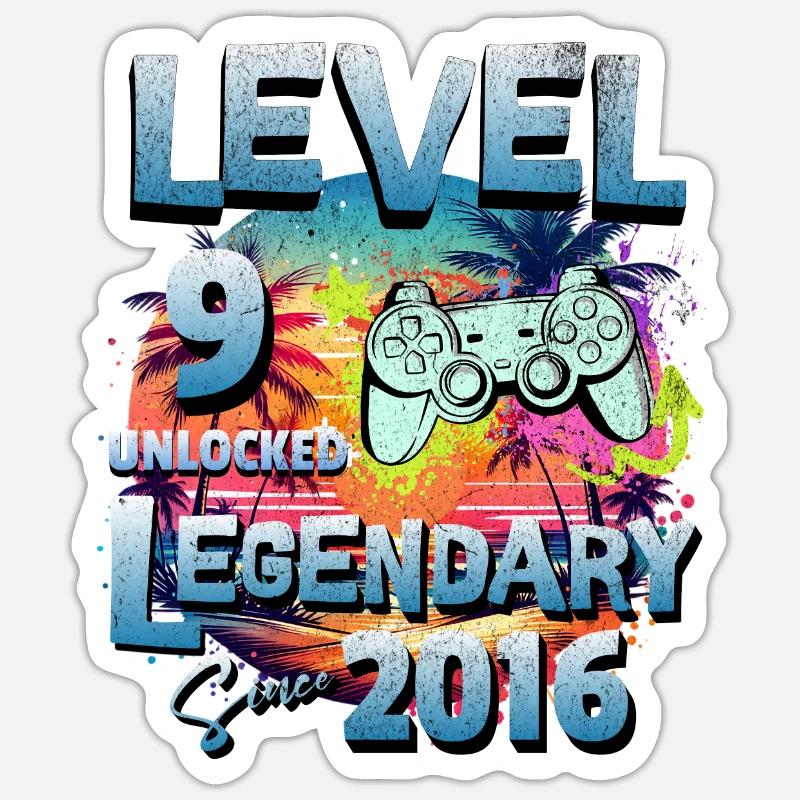 Level 9 Freigeschaltet seit 2016 Geburtstag - Sticker Größe S (10 x 10 cm) - Mattweiß