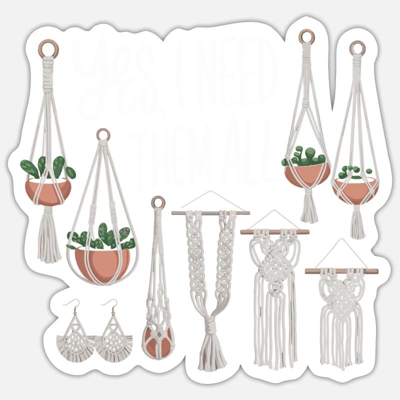 Citation amusante en macramé pour les amateurs de macramé boho Sticker taille S (10 x 10 cm)