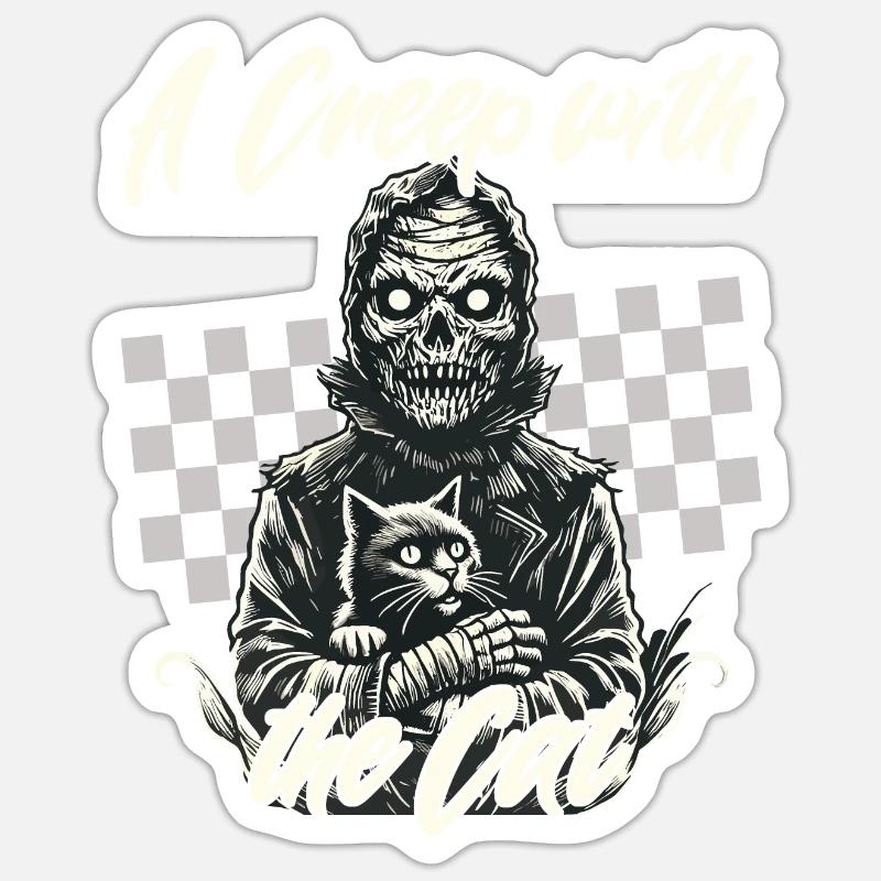 gruseliHalloween: Ein Unheimlicher Mit Der Katze Sticker Größe S (10 x 10 cm)
