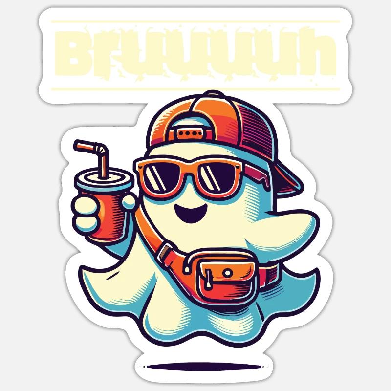Cool Halloween Ghost Says Bruh - Sticker size S (10 x 10 cm) - white matte