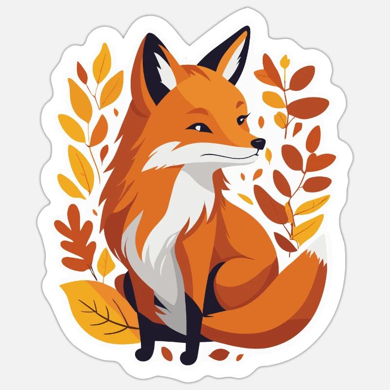 Renard en automne #4 - Sticker taille S (10 x 10 cm) - blanc mat
