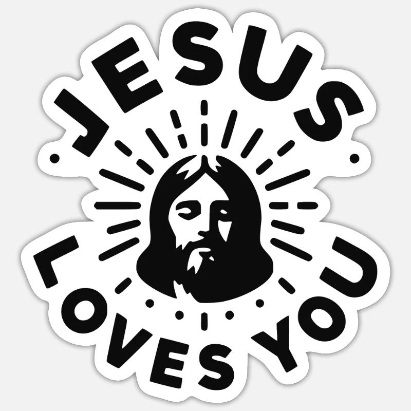 Jésus vous aime - Sticker taille S (10 x 10 cm) - blanc mat