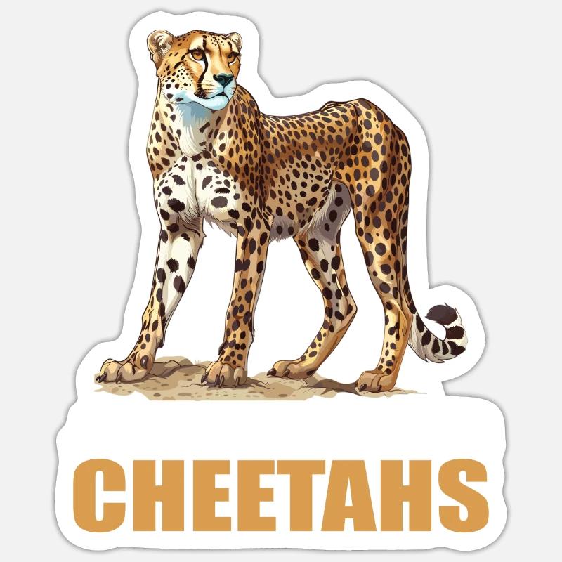 Guépard Geparde Gepard - Sticker taille S (10 x 10 cm) - blanc mat