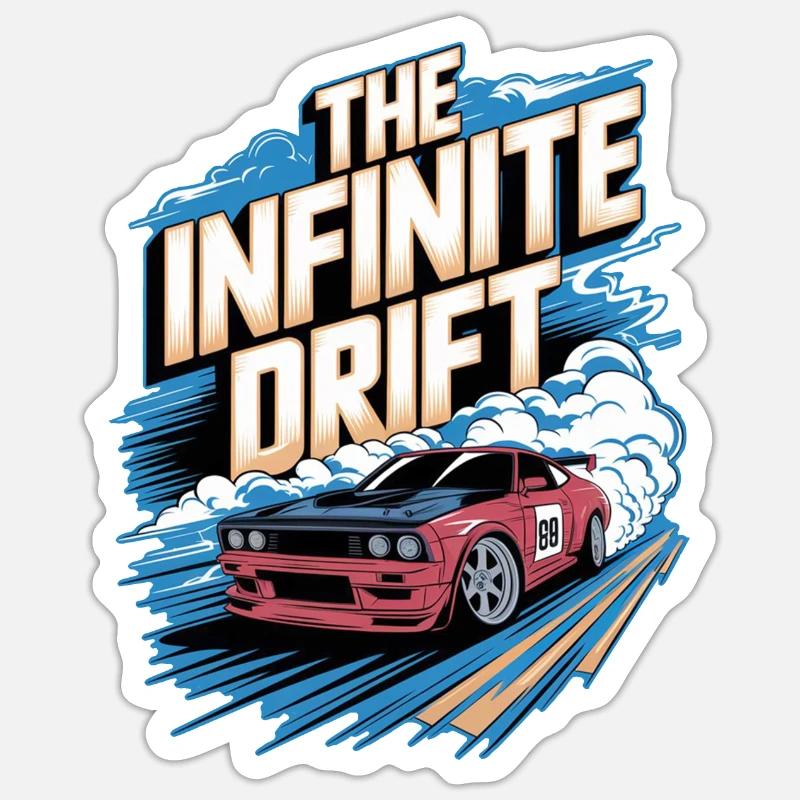 Infinite Drift - Car Racing - Sticker size S (10 x 10 cm) - white matte