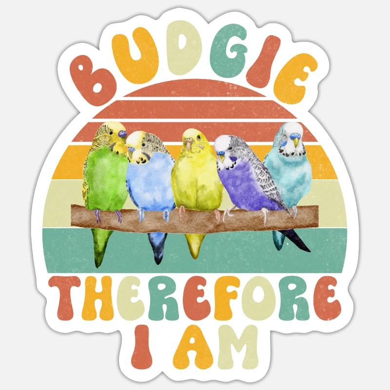 Budgie Gift - Sticker Größe S (10 x 10 cm) - Mattweiß