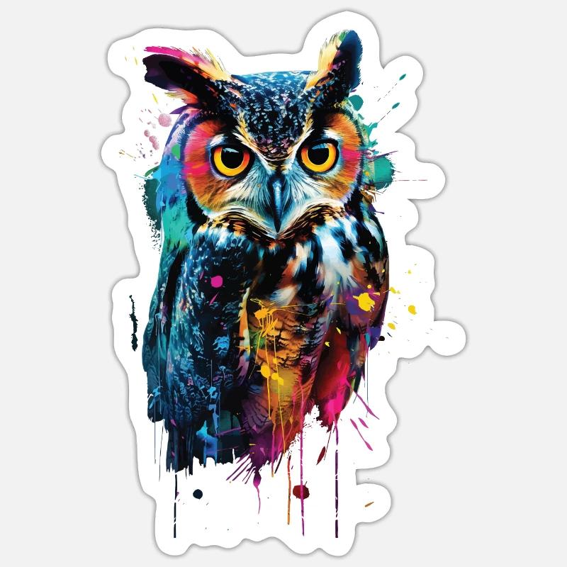 Eule - Sticker Größe S (10 x 10 cm) - Mattweiß