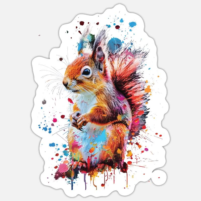 Eichhörnchen - Sticker Größe S (10 x 10 cm) - Mattweiß