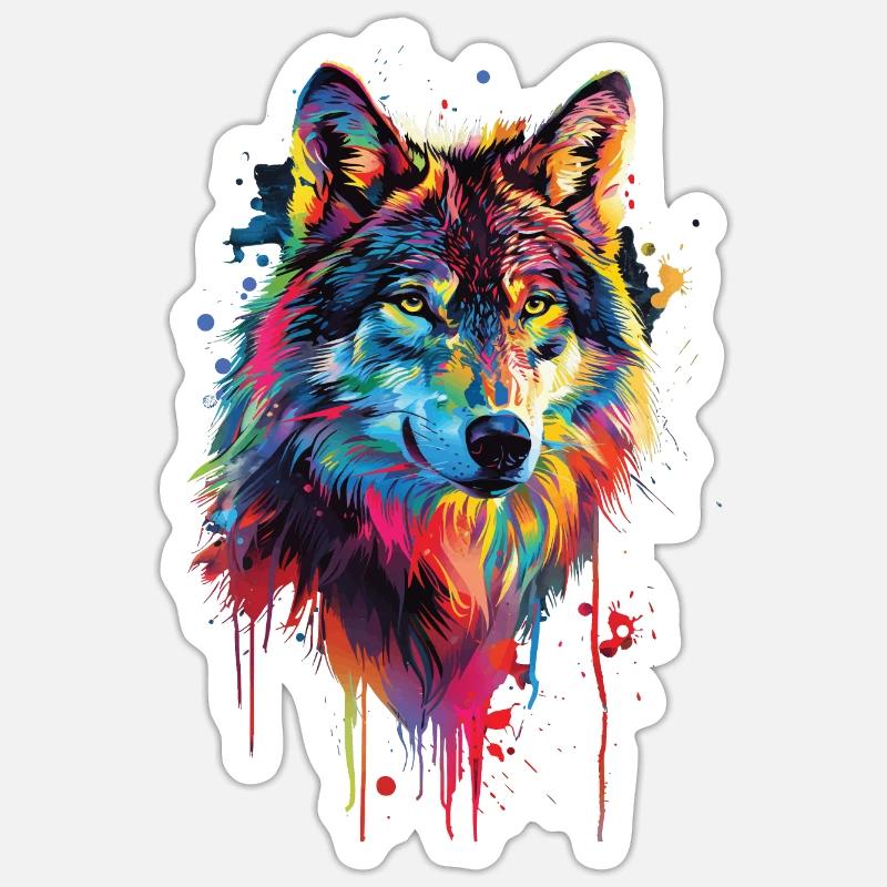 Wolf - Sticker Größe S (10 x 10 cm) - Mattweiß