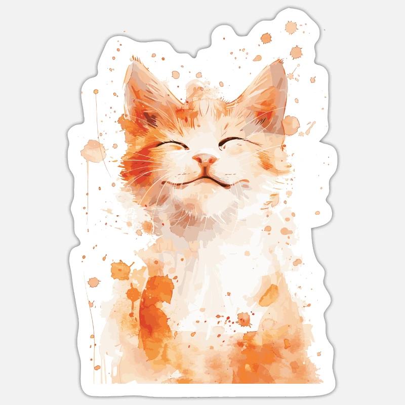 Chat - Sticker taille S (10 x 10 cm) - blanc mat