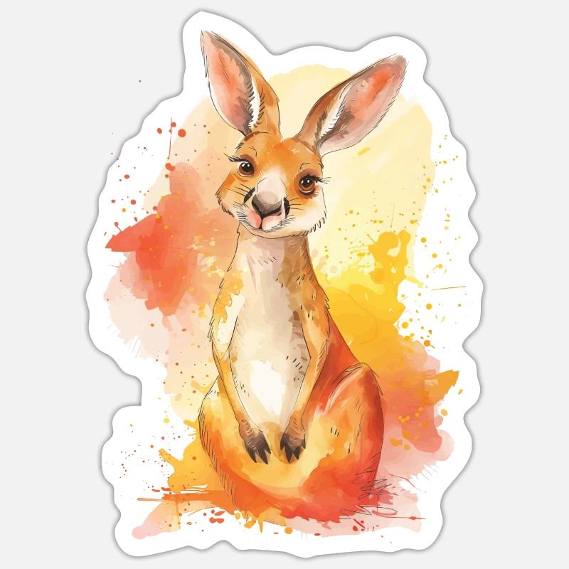 Kangaroo - Sticker size S (10 x 10 cm) - white matte