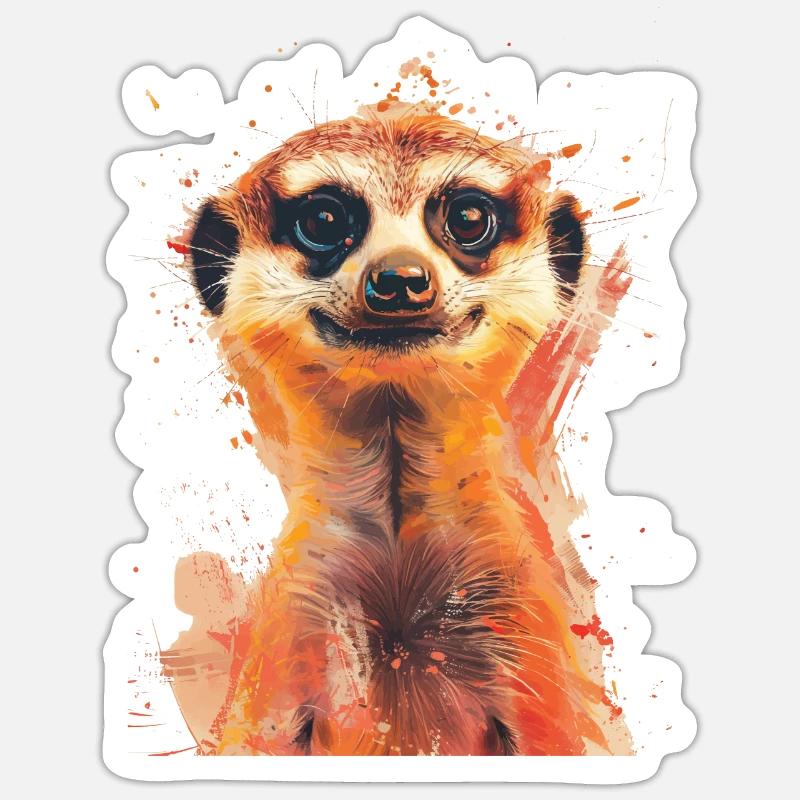 Erdmännchen - Sticker Größe S (10 x 10 cm) - Mattweiß
