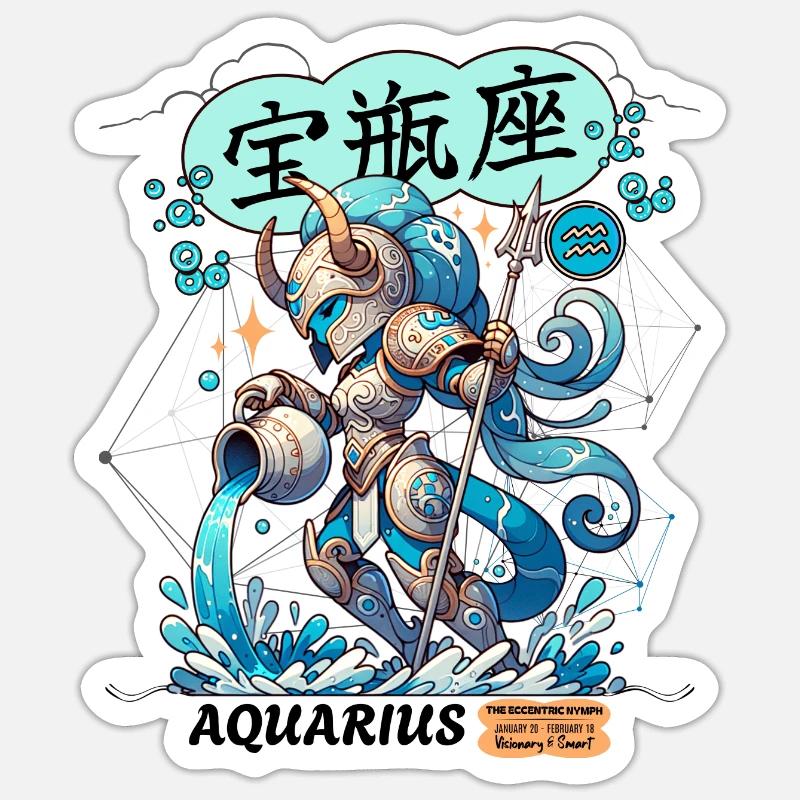 Wassermann Astrologisches Sternzeichen - Sticker Größe S (10 x 10 cm) - Mattweiß