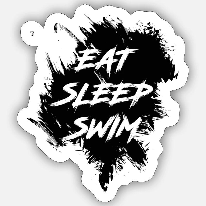 Manger Dormir Nager - Sticker taille S (10 x 10 cm) - blanc mat