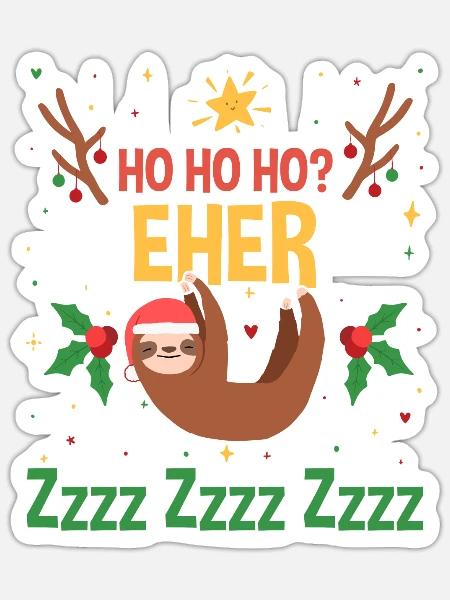 Weihnachtsmann Weihnachtsfest Faultier - Sticker Größe S (10 x 10 cm) - Mattweiß