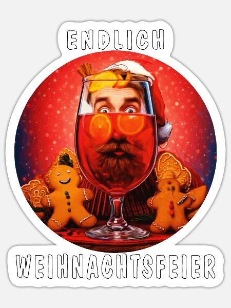 ENDLICH WEIHNACHTSFEIER - Sticker Größe S (10 x 10 cm) - Mattweiß