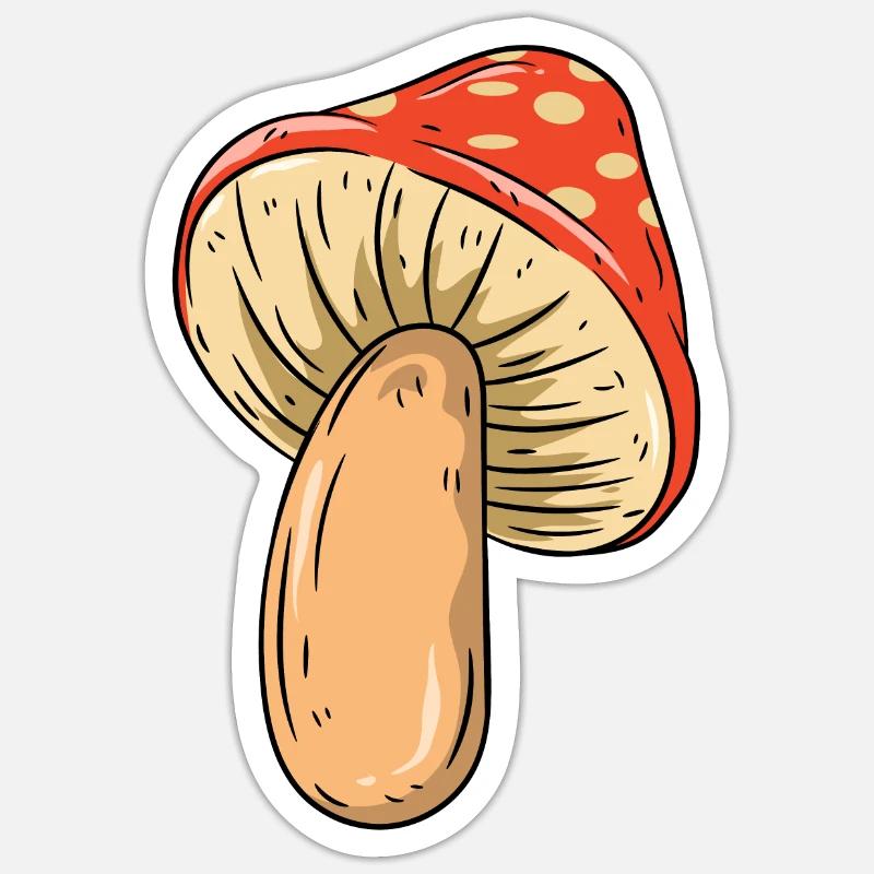 Champignon - Sticker taille S (10 x 10 cm) - blanc mat