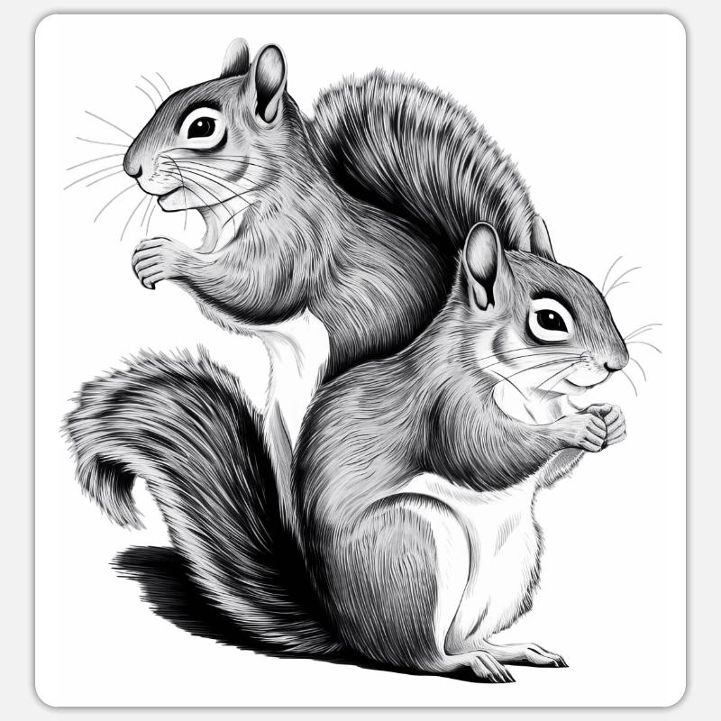 Eichhörnchen - Sticker Größe S (10 x 10 cm) - Mattweiß