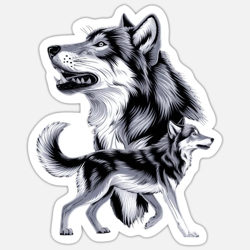 Wolf - Sticker Größe S (10 x 10 cm) - Mattweiß