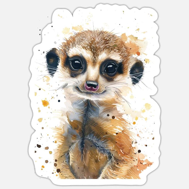 Erdmännchen - Sticker Größe S (10 x 10 cm) - Mattweiß