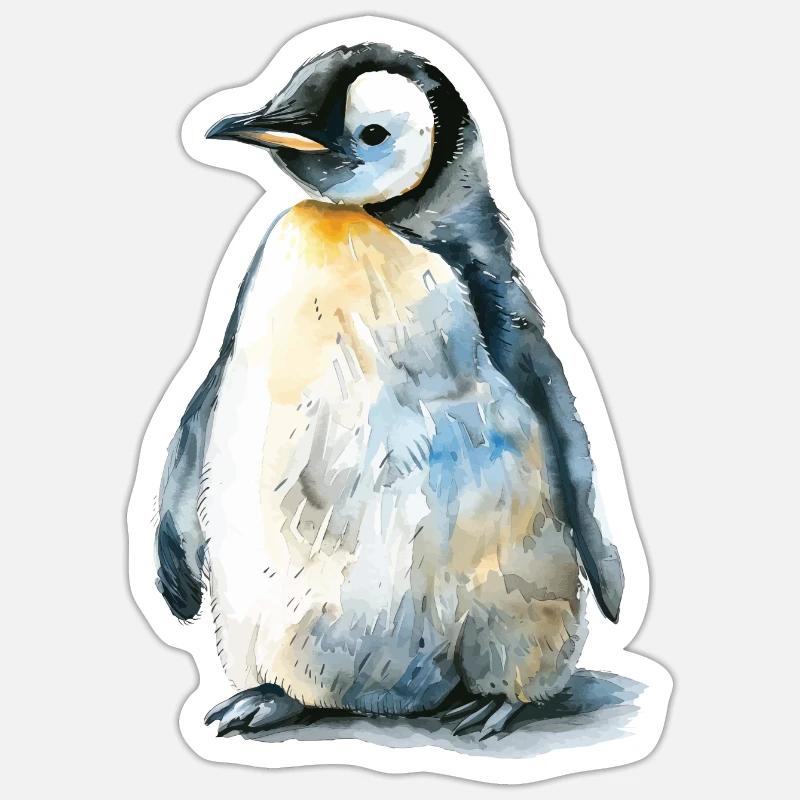 Pingvin - Sticker størrelse S (10 x 10 cm) - mat hvid