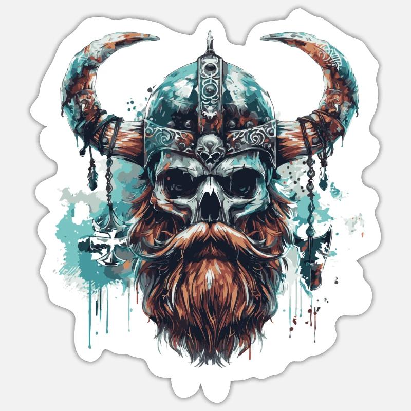 Viking Skull - Sticker size S (10 x 10 cm) - white matte
