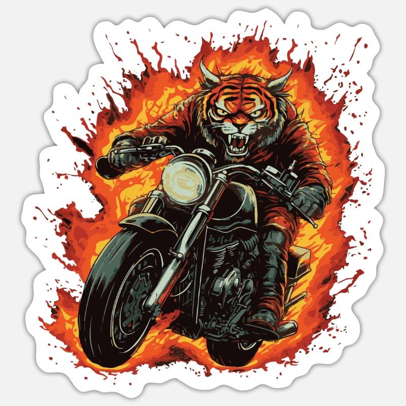Moto Tiger - Sticker taille S (10 x 10 cm) - blanc mat