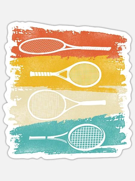 Funny Tennis Player Racket Retro - Sticker Größe S (10 x 10 cm) - Mattweiß