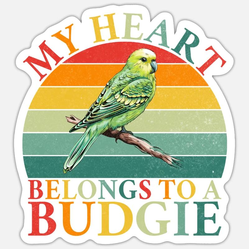 Budgie Gift - Sticker Größe S (10 x 10 cm) - Mattweiß