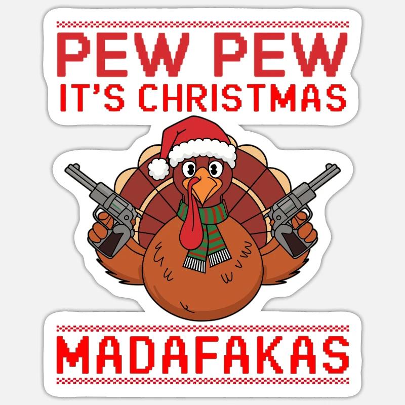 Lustiger Weihnachtstruthahn - Sticker Größe S (10 x 10 cm) - Mattweiß