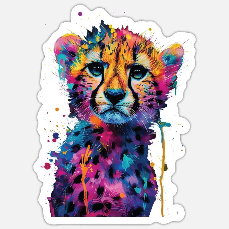 Guépard - Sticker taille S (10 x 10 cm) - blanc mat
