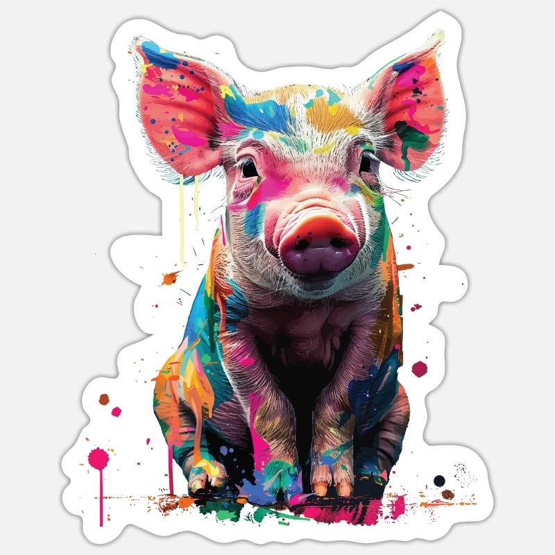 Cochon - Sticker taille S (10 x 10 cm) - blanc mat